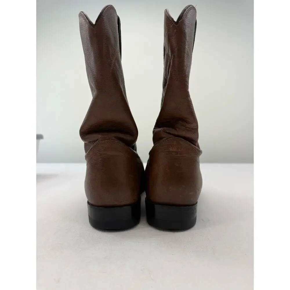 Justin Roper Brown Leather Cowboy Boots‎ Men’s Size 10 EE Extra Wide Work Boots